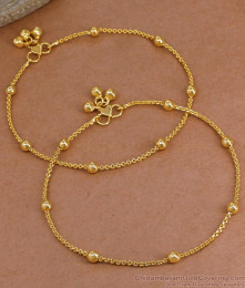 10 Inch Buy Plain One Gram Gold Beaded Anklet For Women ANKL1282