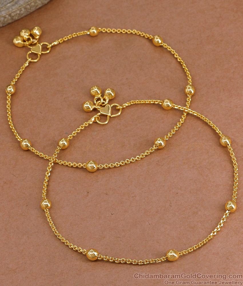 10.5 Inch Buy Plain One Gram Gold Beaded Anklet For Women ANKL1282 10.5 Inch Buy Plain One Gram Gold Beaded Anklet For Women ANKL1282