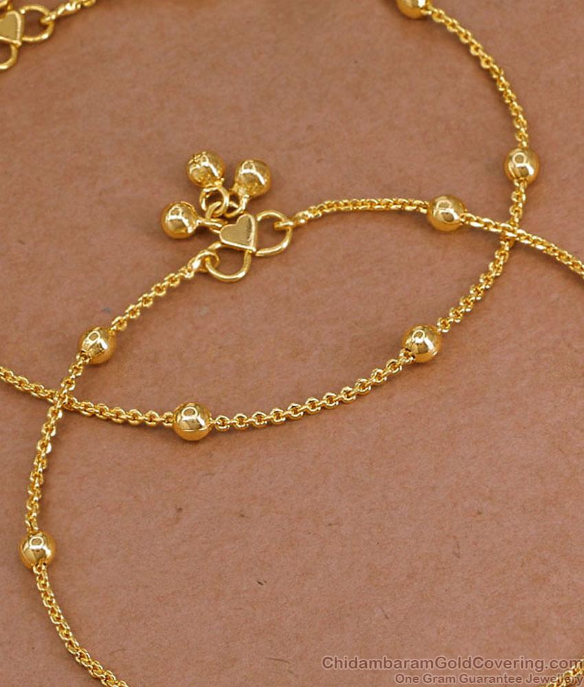 10.5 Inch Buy Plain One Gram Gold Beaded Anklet For Women ANKL1282 10.5 Inch Buy Plain One Gram Gold Beaded Anklet For Women ANKL1282