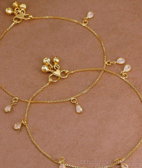 9.5 Inch Trendy Gold Imitation Hanging White Stone Anklet Design Online ANKL1289 9.5 Inch Trendy Gold Imitation Hanging White Stone Anklet Design Online ANKL1289