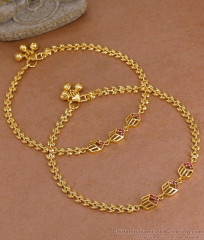 10 Inch Stylish 1 Gram Gold Ruby Stone Payal Design For Wedding ANKL1290