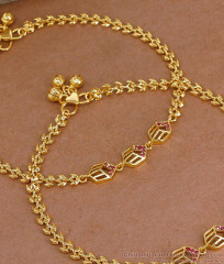 10 Inch Stylish 1 Gram Gold Ruby Stone Payal Design For Wedding ANKL1290 10 Inch Stylish 1 Gram Gold Ruby Stone Payal Design For Wedding ANKL1290