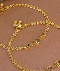 10.5 Inch Unique Floral Design Gold Imitatino Black Stone Anklet Shop Online ANKL1291 10.5 Inch Unique Floral Design Gold Imitatino Black Stone Anklet Shop Online ANKL1291