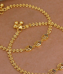 11 Inch Unique Floral Design Gold Imitatino Black Stone Anklet Shop Online ANKL1291 11 Inch Unique Floral Design Gold Imitatino Black Stone Anklet Shop Online ANKL1291