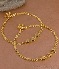 10 Inch Attractive Heart Design Gold Plated Anklet Evil Eye Jewelry ANKL1292