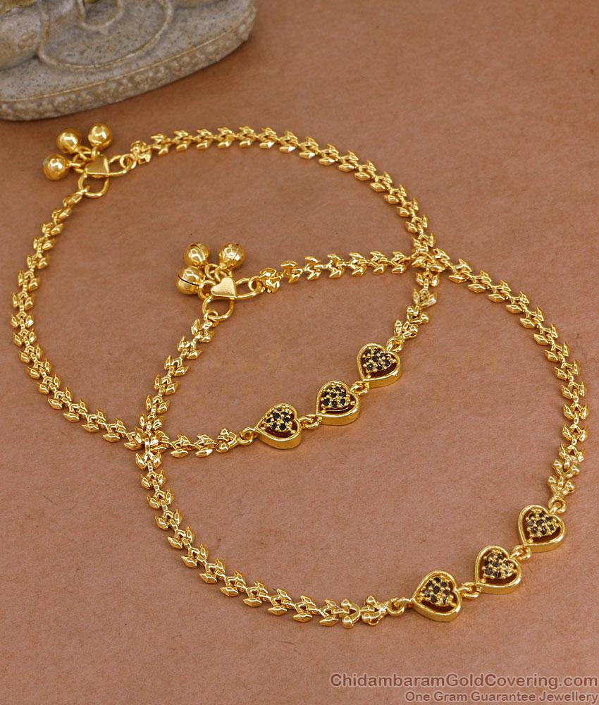 10 Inch Attractive Heart Design Gold Plated Anklet Evil Eye Jewelry ANKL1292 10 Inch Attractive Heart Design Gold Plated Anklet Evil Eye Jewelry ANKL1292