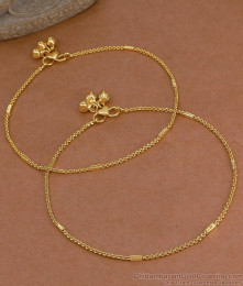 11.5 Inch Daily Wear 1 Gram Gold Anklet Set with Ghungroo ANKL1295 11.5 Inch Daily Wear 1 Gram Gold Anklet Set with Ghungroo ANKL1295