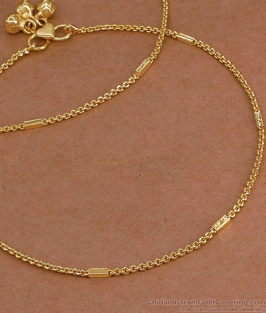 10.5 Inch Daily Wear 1 Gram Gold Anklet Set with Ghungroo ANKL1295 10.5 Inch Daily Wear 1 Gram Gold Anklet Set with Ghungroo ANKL1295
