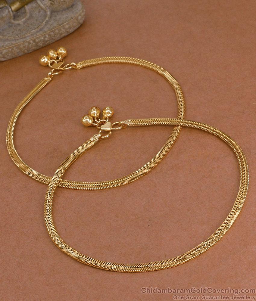 11 Inch 18K Gold Plated Braided Snake Chain Anklet Pair for Women ANKL1296 11 Inch 18K Gold Plated Braided Snake Chain Anklet Pair for Women ANKL1296