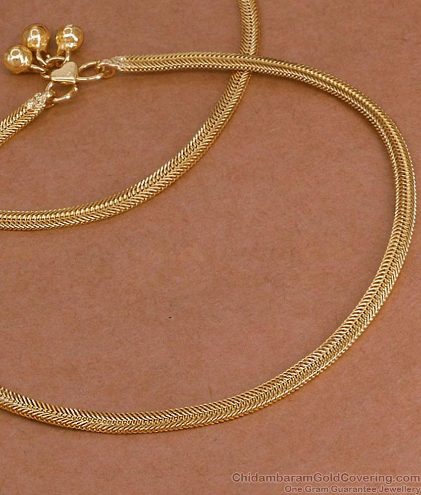 11 Inch 18K Gold Plated Braided Snake Chain Anklet Pair for Women ANKL1296 11 Inch 18K Gold Plated Braided Snake Chain Anklet Pair for Women ANKL1296