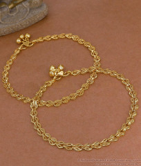 10 Inch Traditional Interlocking Link Payal With Bell Charms ANKL1297
