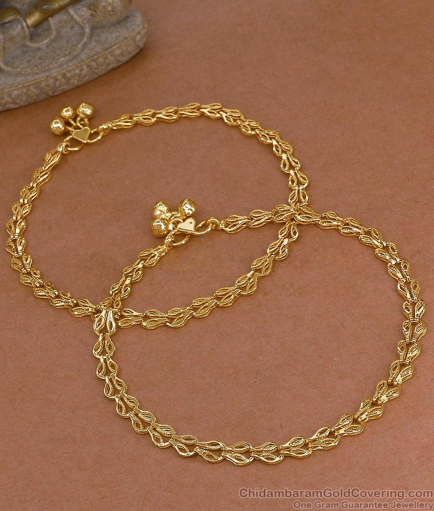 10 Inch Traditional Interlocking Link Payal With Bell Charms ANKL1297 10 Inch Traditional Interlocking Link Payal With Bell Charms ANKL1297