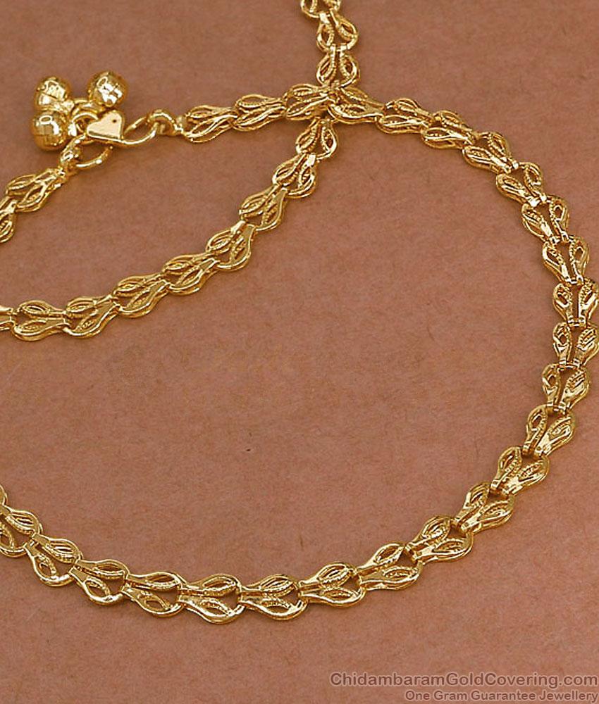 10 Inch Traditional Interlocking Link Payal With Bell Charms ANKL1297 10 Inch Traditional Interlocking Link Payal With Bell Charms ANKL1297