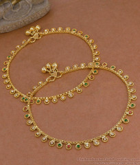 11 Inch Premium Gold Plated Multicolor CZ Stone Payal Pair ANKL1299 11 Inch Premium Gold Plated Multicolor CZ Stone Payal Pair ANKL1299