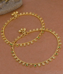 10 Inch Premium Gold Plated Multicolor CZ Stone Payal Pair ANKL1299