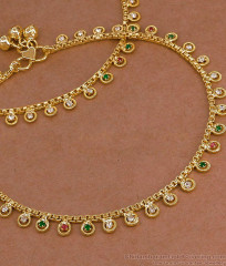 10 Inch Premium Gold Plated Multicolor CZ Stone Payal Pair ANKL1299 10 Inch Premium Gold Plated Multicolor CZ Stone Payal Pair ANKL1299