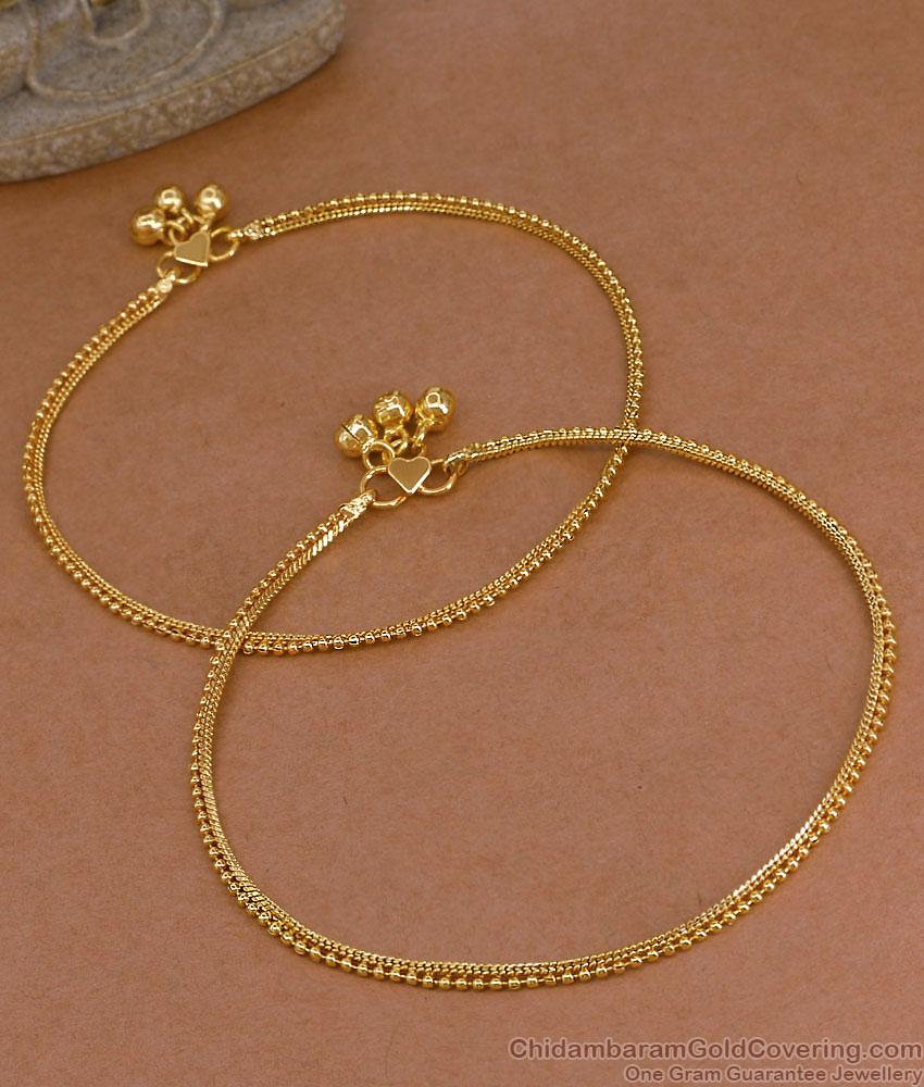 10 Inch Lightweight One Gram Gold Plated Anklet Set for Women ANKL1300 10 Inch Lightweight One Gram Gold Plated Anklet Set for Women ANKL1300