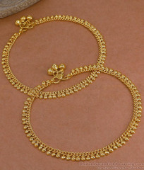 11 Inch Heavy Beaded Gold Plated Anklet Set for Women ANKL1301 11 Inch Heavy Beaded Gold Plated Anklet Set for Women ANKL1301