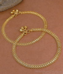 10.5 Inch Gold Plated Broad Flat Mesh Chain Anklet ANKL1302