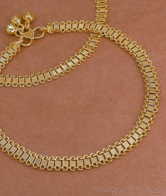 11.5 Inch Gold Plated Broad Flat Mesh Chain Anklet ANKL1302