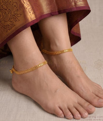 10 Inch Heavy 1 Gram Gold Polish Tassel Drop Payal Pair ANKL1303