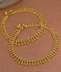 11.5 Inch Heavy 1 Gram Gold Polish Tassel Drop Payal Pair ANKL1303