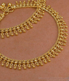 11.5 Inch Heavy 1 Gram Gold Polish Tassel Drop Payal Pair ANKL1303 11.5 Inch Heavy 1 Gram Gold Polish Tassel Drop Payal Pair ANKL1303