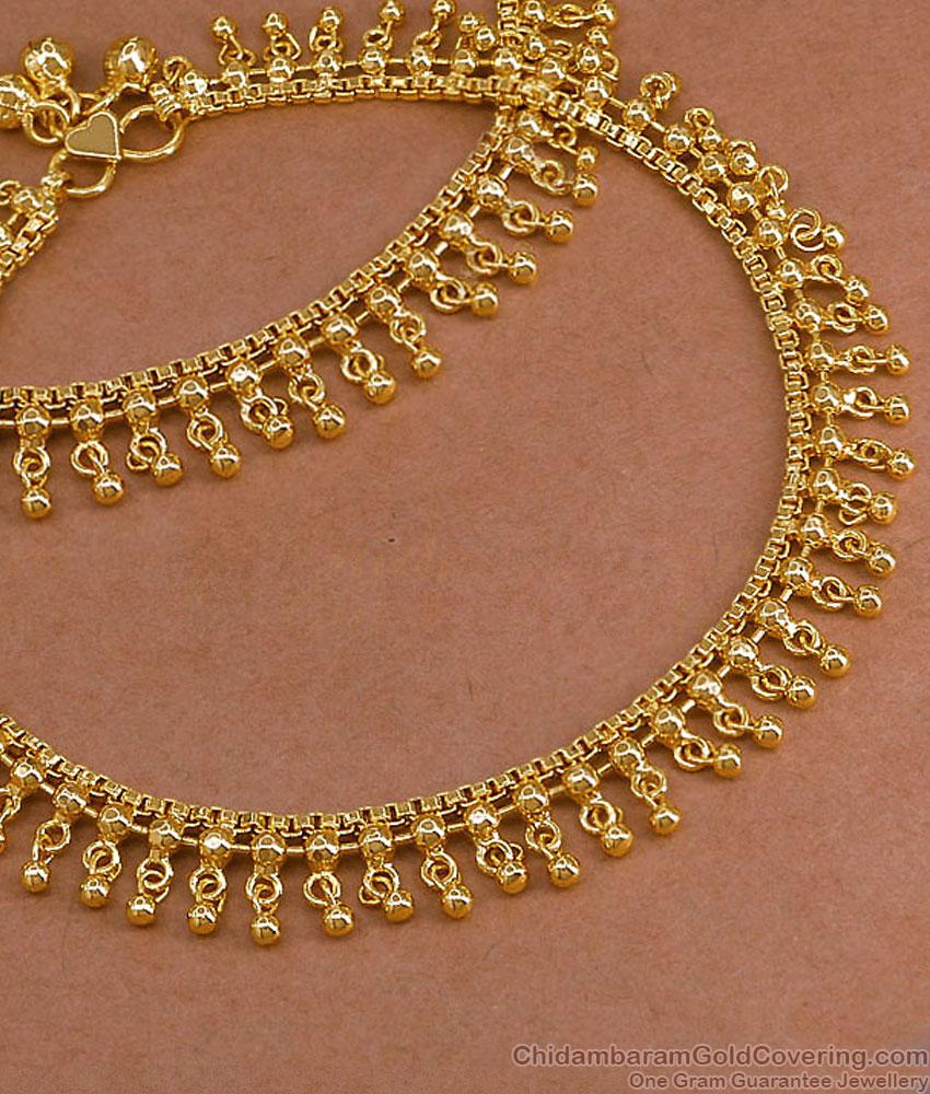 10 Inch Heavy 1 Gram Gold Polish Tassel Drop Payal Pair ANKL1303 10 Inch Heavy 1 Gram Gold Polish Tassel Drop Payal Pair ANKL1303