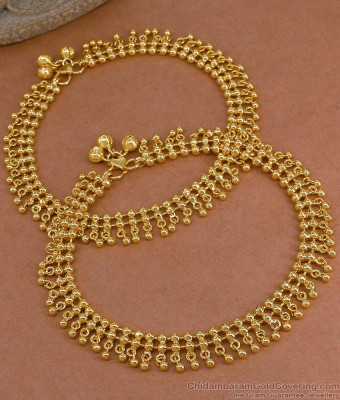 11.5 Inch Heavy Salangai Gold Plated Chain Anklet Set Online ANKL1304