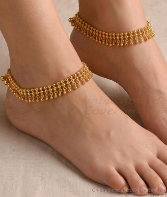 10 Inch Heavy Salangai Gold Plated Chain Anklet Set Online ANKL1304