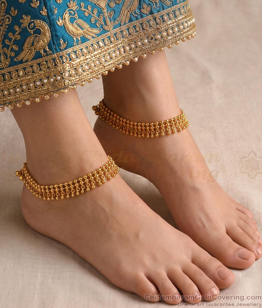 10.5 Inch Heavy Salangai Gold Plated Chain Anklet Set Online ANKL1304 10.5 Inch Heavy Salangai Gold Plated Chain Anklet Set Online ANKL1304
