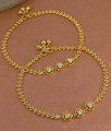 10.5 Inch Beautiful White Stone Heart Design Gold Payal ANKL1305