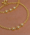 10.5 Inch Beautiful White Stone Heart Design Gold Payal ANKL1305
