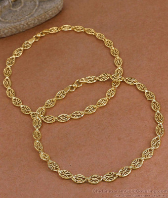 11.5 Inch Impon Panchaloha Oval Filigree Link Anklet for Women ANKL1307