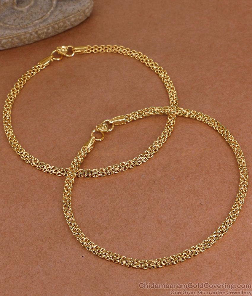11 Inch Handcrafted 5 Metal Impon Mesh Chain Daily Wear Kolusu ANKL1308 11 Inch Handcrafted 5 Metal Impon Mesh Chain Daily Wear Kolusu ANKL1308