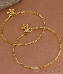 10 Inch Aympon Slim Square Chain Anklet Heart Charm Ghungroo ANKL1309 10 Inch Aympon Slim Square Chain Anklet Heart Charm Ghungroo ANKL1309