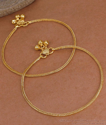 10 Inch Aympon Slim Square Chain Anklet Heart Charm Ghungroo ANKL1309