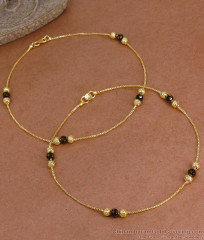 11.5 Inch Daily Wear Nazariya Style Black Crystal Impon Anklet ANKL1314 11.5 Inch Daily Wear Nazariya Style Black Crystal Impon Anklet ANKL1314