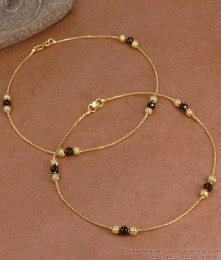 11.5 Inch Daily Wear Nazariya Style Black Crystal Impon Anklet ANKL1314 11.5 Inch Daily Wear Nazariya Style Black Crystal Impon Anklet ANKL1314