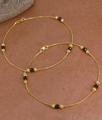 11.5 Inch Daily Wear Nazariya Style Black Crystal Impon Anklet  ANKL1314