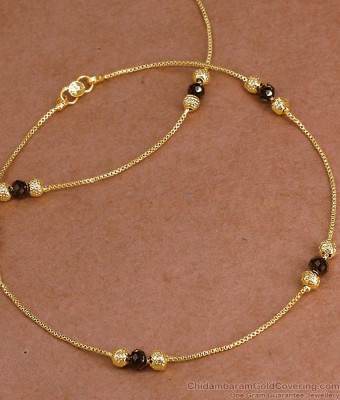 11.5 Inch Daily Wear Nazariya Style Black Crystal Impon Anklet  ANKL1314