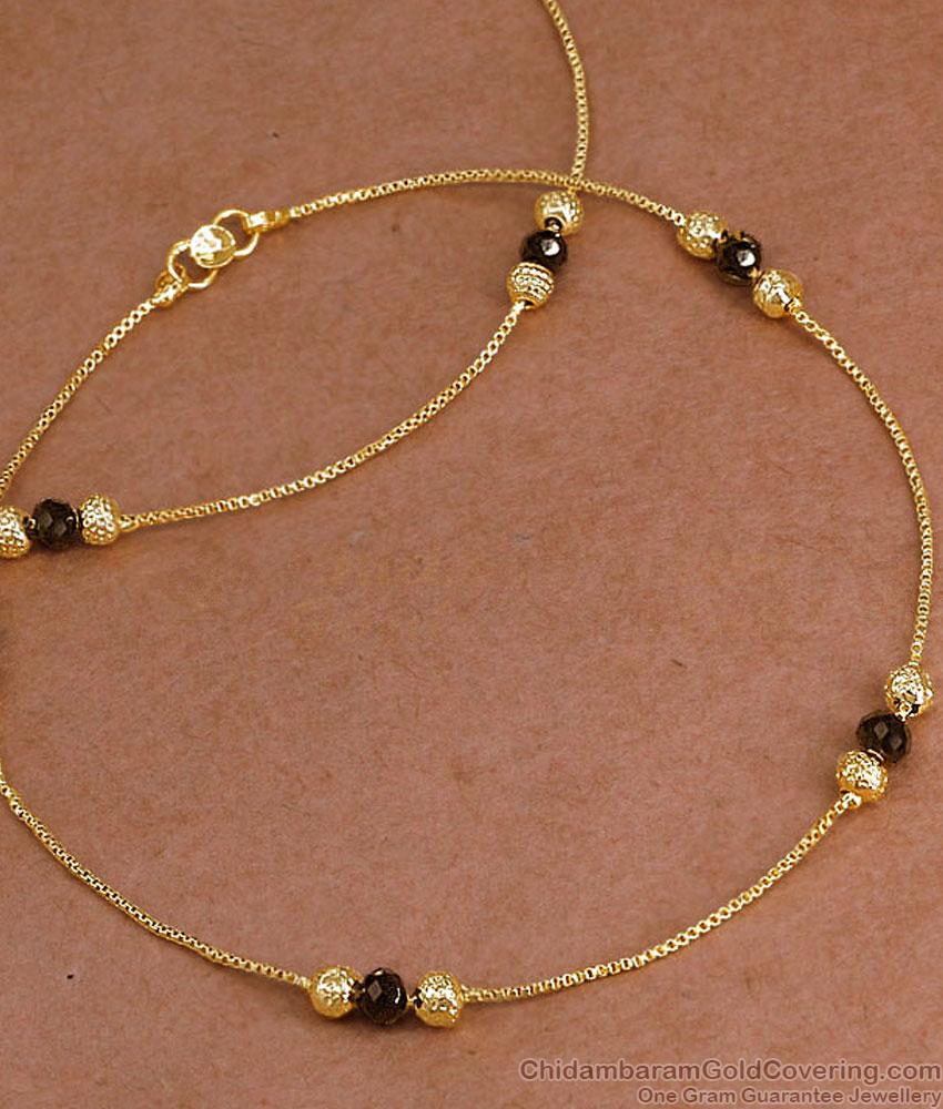 10.5 Inch Daily Wear Nazariya Style Black Crystal Impon Anklet  ANKL1314