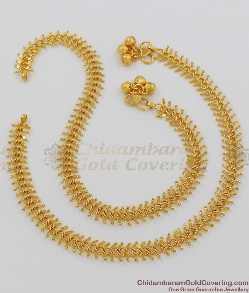10.5 Inch Anklet Gold Pattern Kolusu Designs for Daily Use ANKL1001