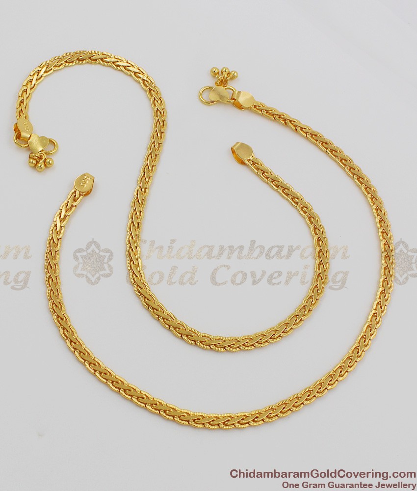 10.5 Inch Traditional Kolusu Model Gold Design Anklet For Regular Use ANKL1003