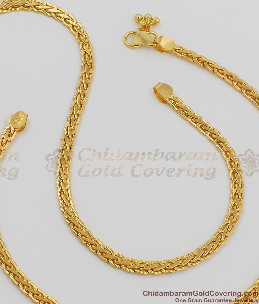10.5 Inch Traditional Kolusu Model Gold Design Anklet For Regular Use ANKL1003