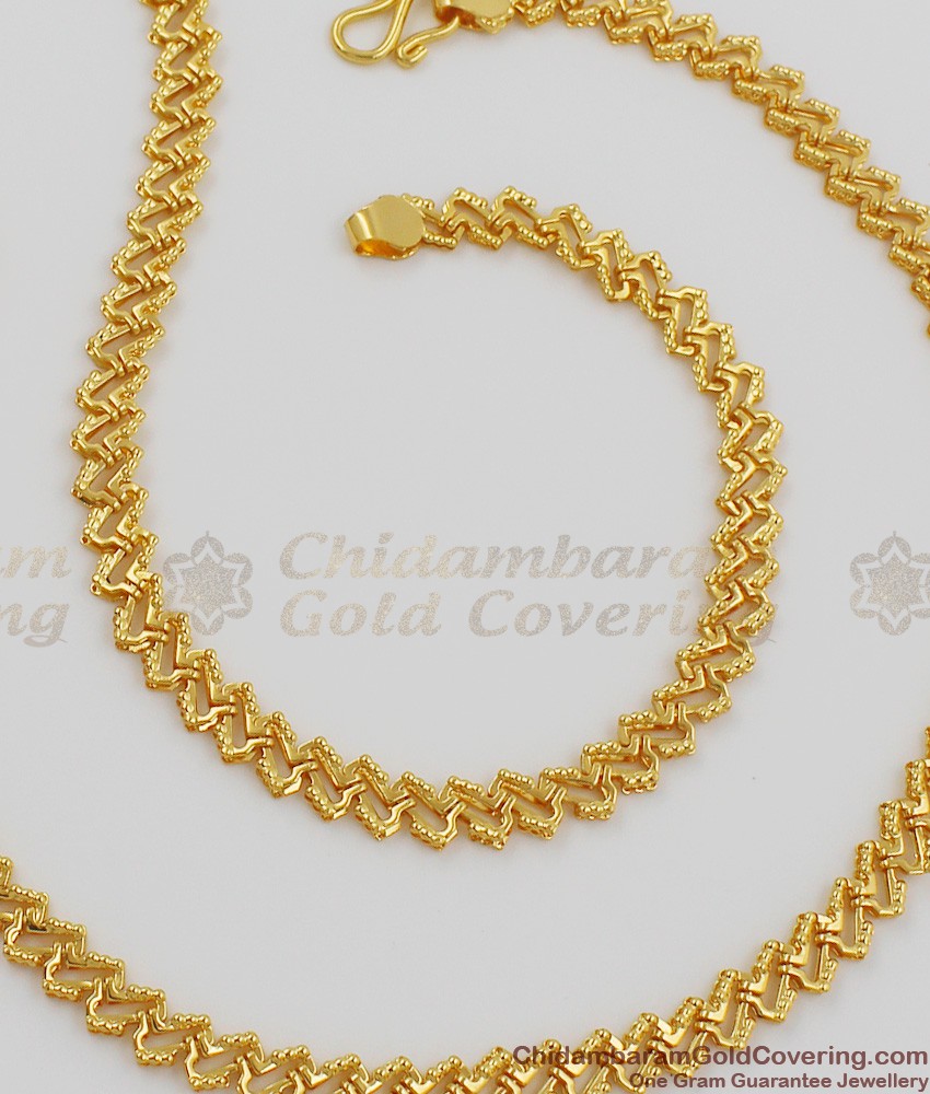 11 Inch Trendy Plain Gold Plated Kolusu Anklet For Regular Use ANKL1005