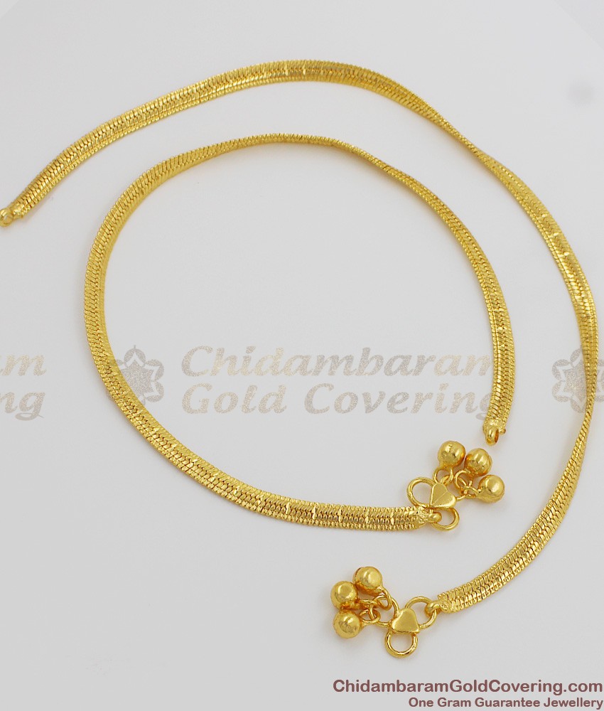 11 Inch Flat Real Gold Pattern Beads Kolusu Model For Women ANKL1010