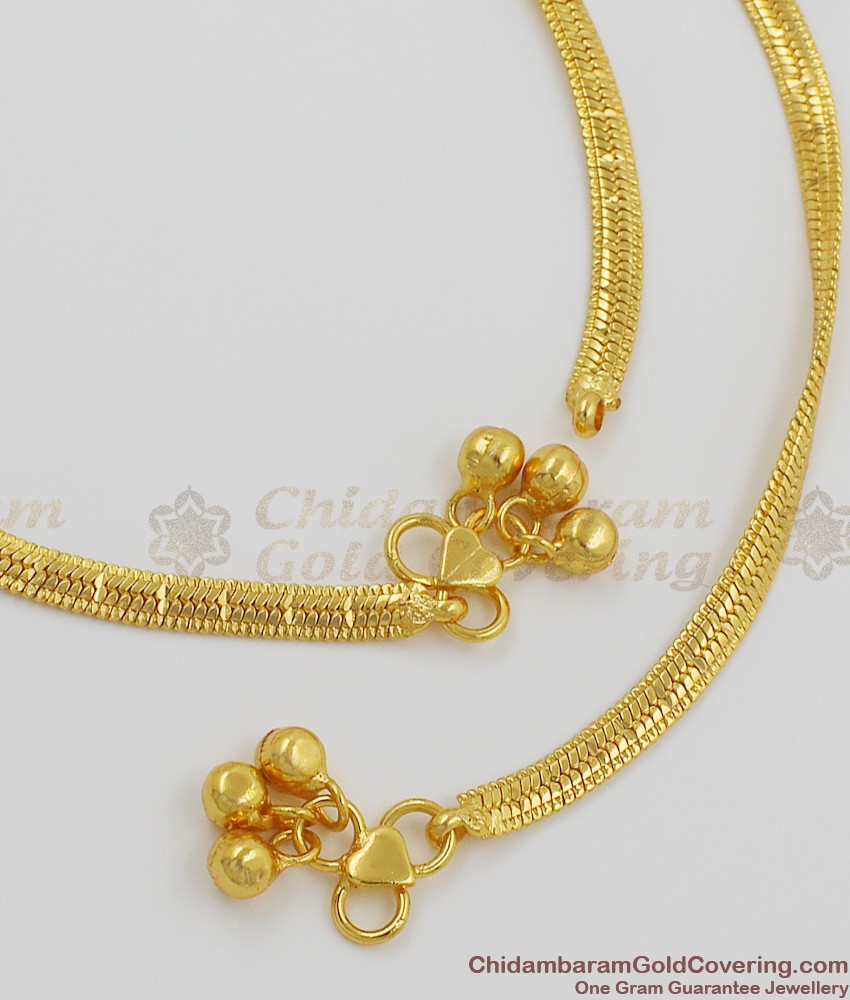 10.5 Inch Flat Real Gold Pattern Beads Kolusu Model For Women ANKL1010
