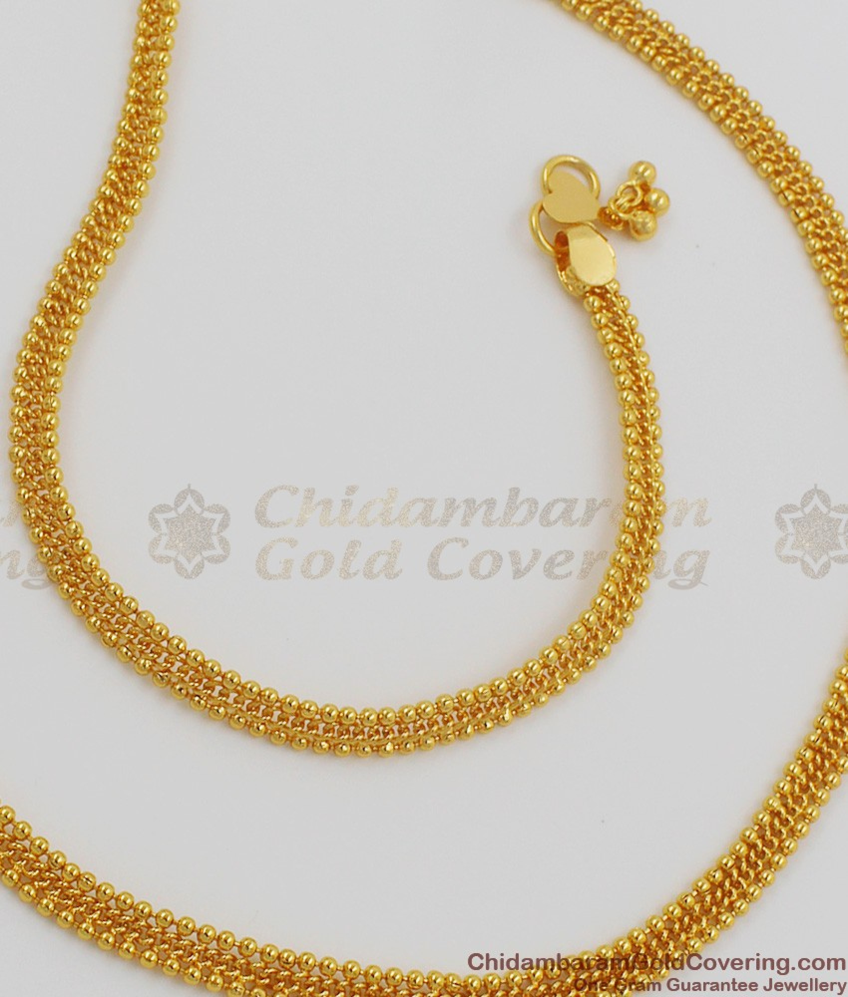 11 Inch Beads Model Kolusu South Indian Gold Imitation Anklets