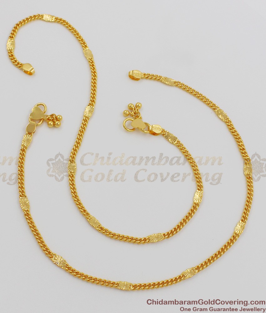 10.5 Inch Traditional Gold Hollow Link Pattern Padarasam Kolusu Model ANKL1015